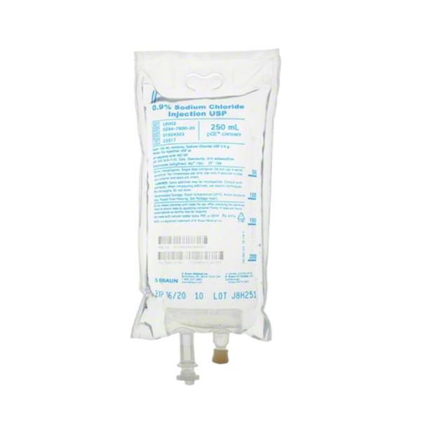 Sod Cl.9 IV Injection Solution 250 DEHPfr Strl Plstc Inj Cntnr 250mL/Bg, 24 EA/CA